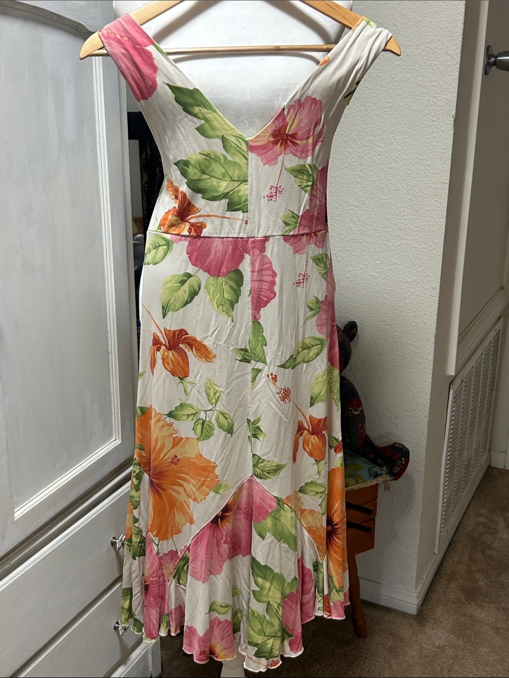 Tommy Bahama Cream Maxi Dress with Pink & Orange Floral Print - Picture 3 of 4